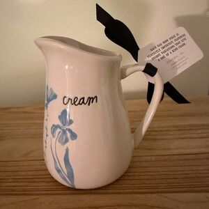 Rae Dunn small “Cream” with Blue Floral Accents